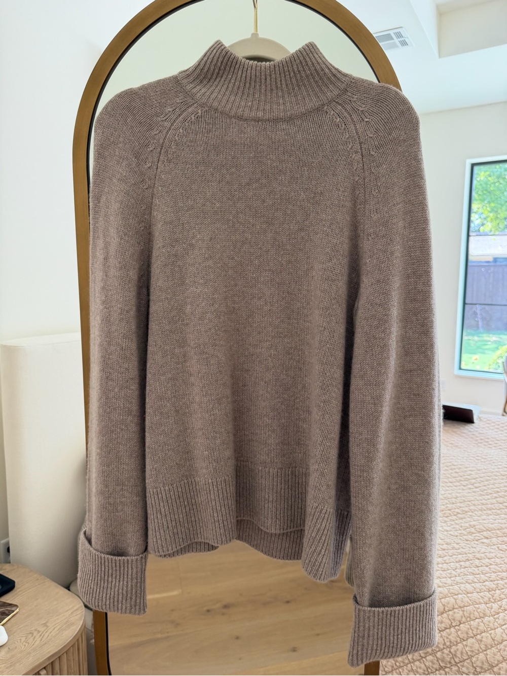 Reformation Taupe Cowl Mock Neck Sweater